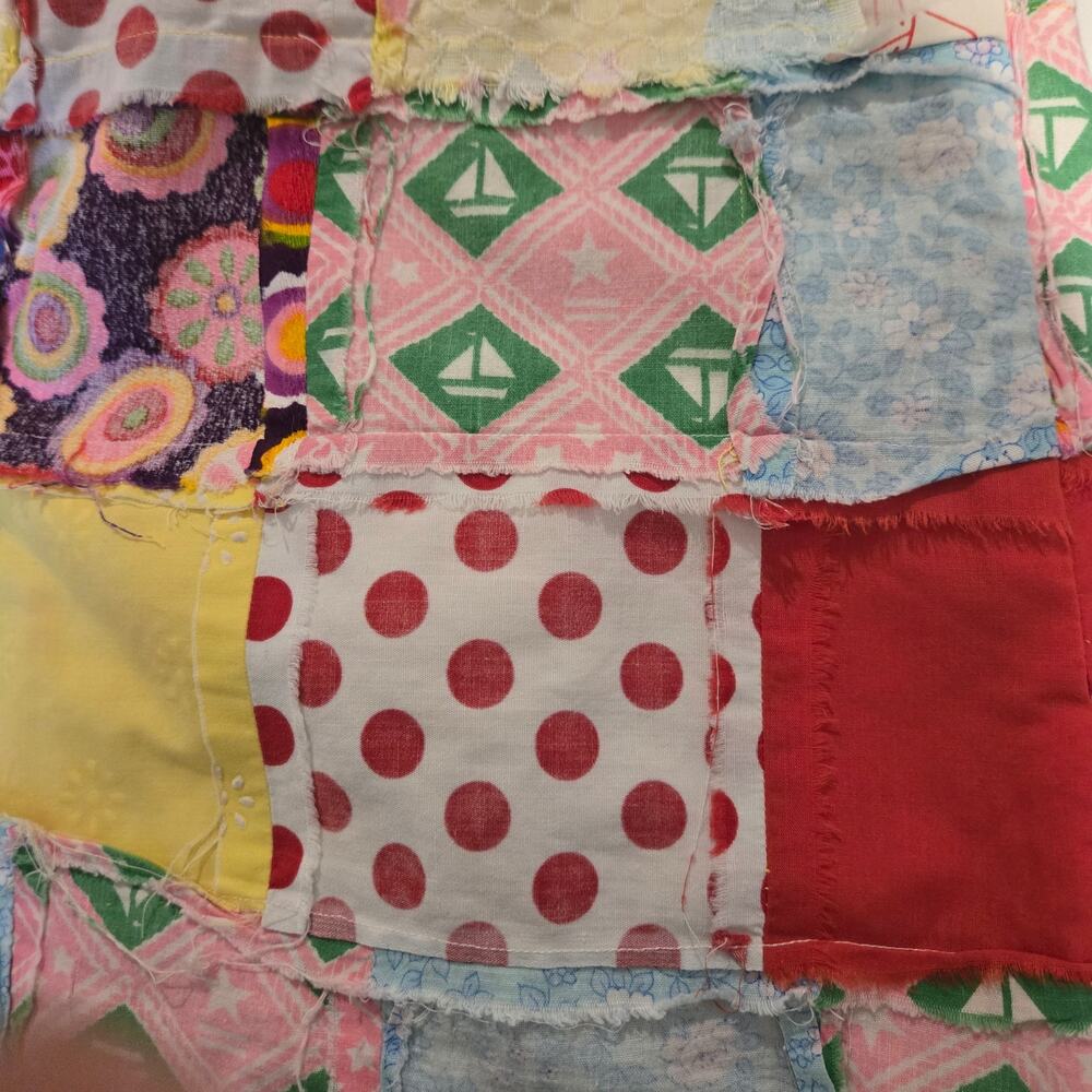 Vintage Patchwork Quilt Cropped Pants High Rise Boho Flare Artisan Small S - Picture 6 of 8